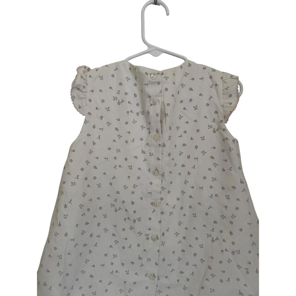 Babydola Girls Dress 24M Floral Pink White Ruffle Bow Vintage Spain